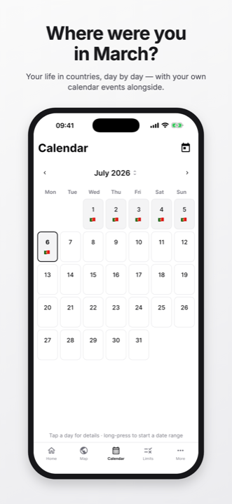 Calendar of countries, day by day